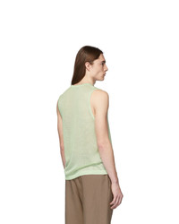 Tibi Green Crispy Viscose Mesh Tank Top