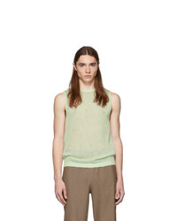 Tibi Green Crispy Viscose Mesh Tank Top