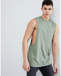 ASOS DESIGN Longline Vest With Extreme Dropped Armhole In Green