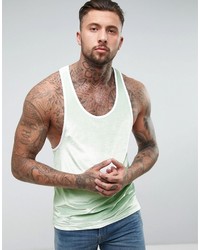 Asos Tank With Extreme Racer Back In Pastel Green Velour With Binding