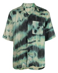 Mint Tie-Dye Linen Short Sleeve Shirt