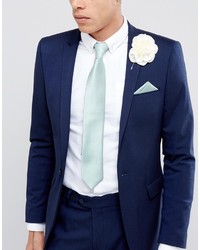 Asos Tie And Pocket Square Pack In Mint
