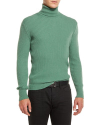 Tom Ford Ribbed Turtleneck Sweater Green