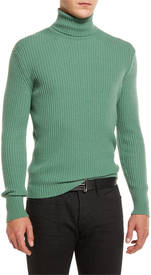 Tom Ford Ribbed Turtleneck Sweater Green, $1,320 | Neiman Marcus | Lookastic
