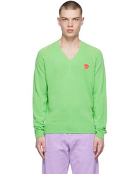 Versace Green Cashmere Embroidered Medusa Sweater
