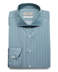 Canali Impeccabile Stripe Dress Shirt In Green At Nordstrom