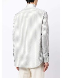 Brioni Striped Long Sleeve Cotton Blend Shirt