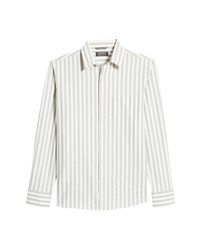 Nordstrom Trim Fit Inzaghi Stripe Tech Smart Button Up Shirt In Ivory  Green Inzaghi Stripe At
