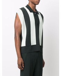 Ami Paris Vertical Stripe Sleeveless Polo Shirt