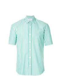 Mint Vertical Striped Short Sleeve Shirt