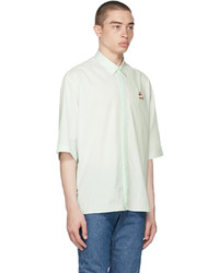 MAISON KITSUNÉ Green Stripe Chillax Fox Short Sleeve Shirt