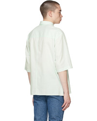 MAISON KITSUNÉ Green Stripe Chillax Fox Short Sleeve Shirt
