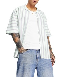 Topman Oversize Stripe Short Sleeve Button Up Shirt