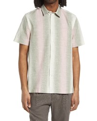 Wood Wood Thor Gradient Stripe Organic Cotton Button Up Shir In Light Green At Nordstrom