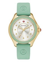 Michele Watches Cape Honey Topaz Goldtone Stainless Steel Silicone Strap Watchmint