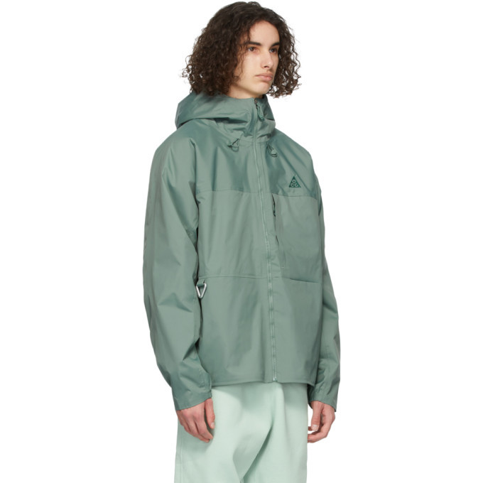 Nike Green Acg Tuff Nuggets Rain Jacket, $122 | SSENSE | Lookastic