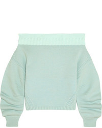Opening Ceremony Off The Shoulder Wool Blend Sweater Mint
