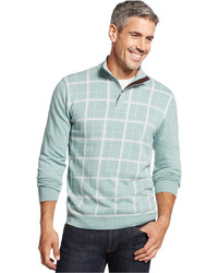 Tasso Elba Refined Grid Quarter Zip Sweater Only At Macys
