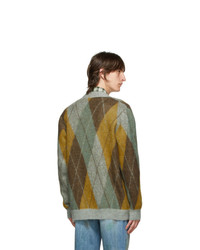 Gucci Multicolor Mohair And Wool Argyle Cardigan