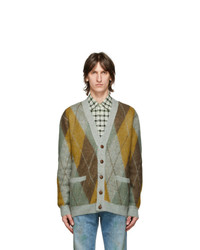 Gucci Multicolor Mohair And Wool Argyle Cardigan