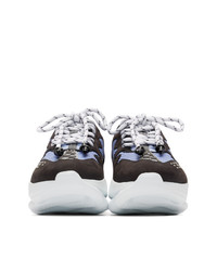 Versace Black And Blue Chain Reaction 2 Sneakers