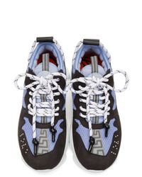 Versace Black And Blue Chain Reaction 2 Sneakers