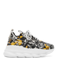 Versace Black And Gold Barocco Chain Reaction Sneakers