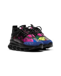 Versace Black And Multicoloured Chain Reaction Sneakers