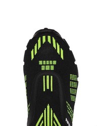 Prada Black And Neon Green Crossection Knit Sneakers