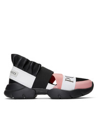 Emilio Pucci Black And Pink City Up Ruffle Sneakers