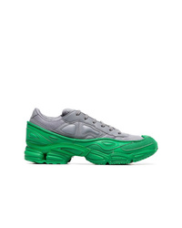 Adidas By Raf Simons Green And Grey Ozweego Leather Sneakers