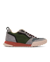 Lanvin Grey And Green Technical Low Top Sneakers
