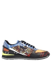 Kenzo Logo Canvas Leather Running Sneakers