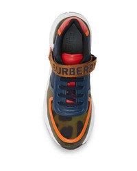 Burberry Logo Detail Leopard Print And Leather Sneakers