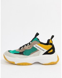Calvin Klein Mint Multi Maya Mesh And Suede Fashion Trainers