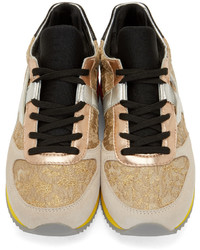 Dolce & Gabbana Multicolor Metallic Low Top Sneakers