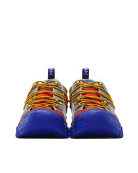 Gucci Orange And Blue Flashtrek Sneakers
