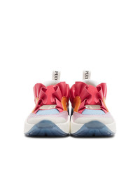Emilio Pucci Orange And Pink Ruffled Jungle Joy Sneakers