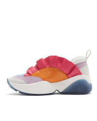 Emilio Pucci Orange And Pink Ruffled Jungle Joy Sneakers