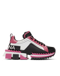 Dolce And Gabbana Pink And Black Super Queen Sneakers