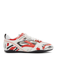 Balenciaga Red And White Drive Sneakers