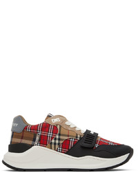 Burberry Red Beige Ramsey Check Sneakers