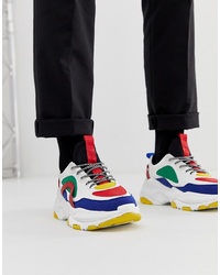 ASOS DESIGN Trainers In Primary Colour Pop And Chunky Sole
