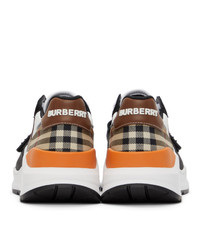 Burberry White And Black Vintage Check Ramsey Low Sneakers
