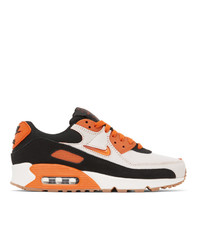 Nike White And Orange Air Max 90 Premium Sneakers