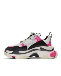 Balenciaga White And Pink Triple S Sneakers