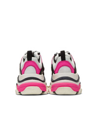 Balenciaga White And Pink Triple S Sneakers