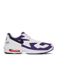 Nike White And Purple Max2 Light Sneakers