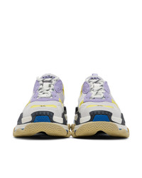Balenciaga White And Purple Triple S Sneakers