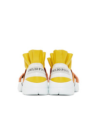 Emilio Pucci White And Yellow City Up Sneakers